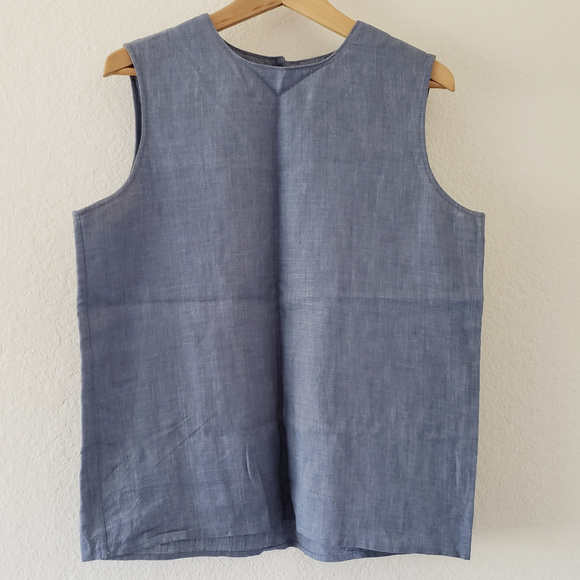 Talbots Tops - Talbots 100% Linen Blue Sleeveless Top - Size 12